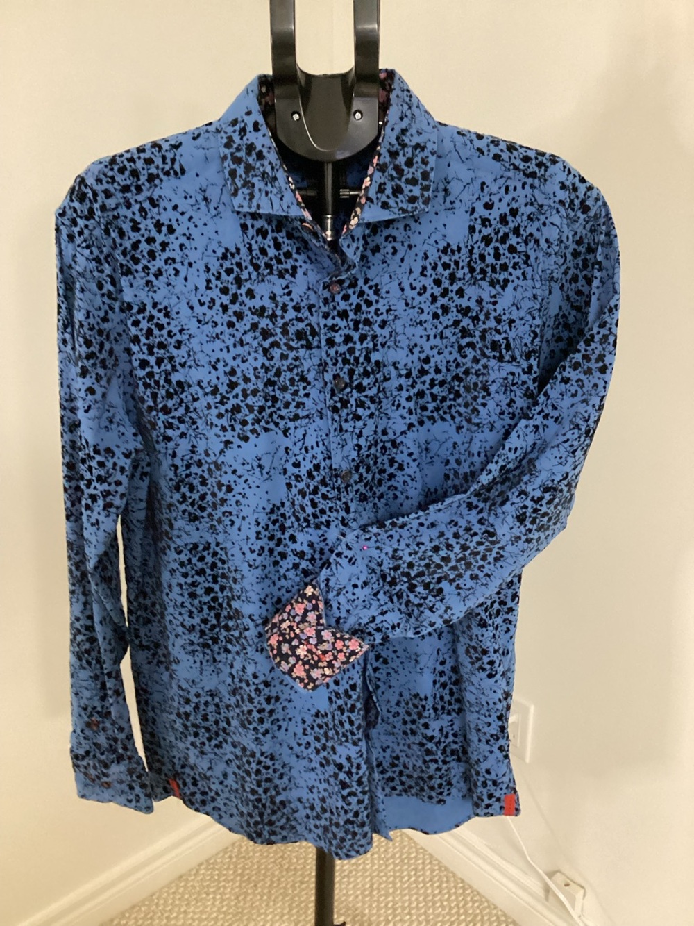 SLOANE 044 Blue Black Men’s Long Sleeve Button-Down Shirt Size 06 (XL)